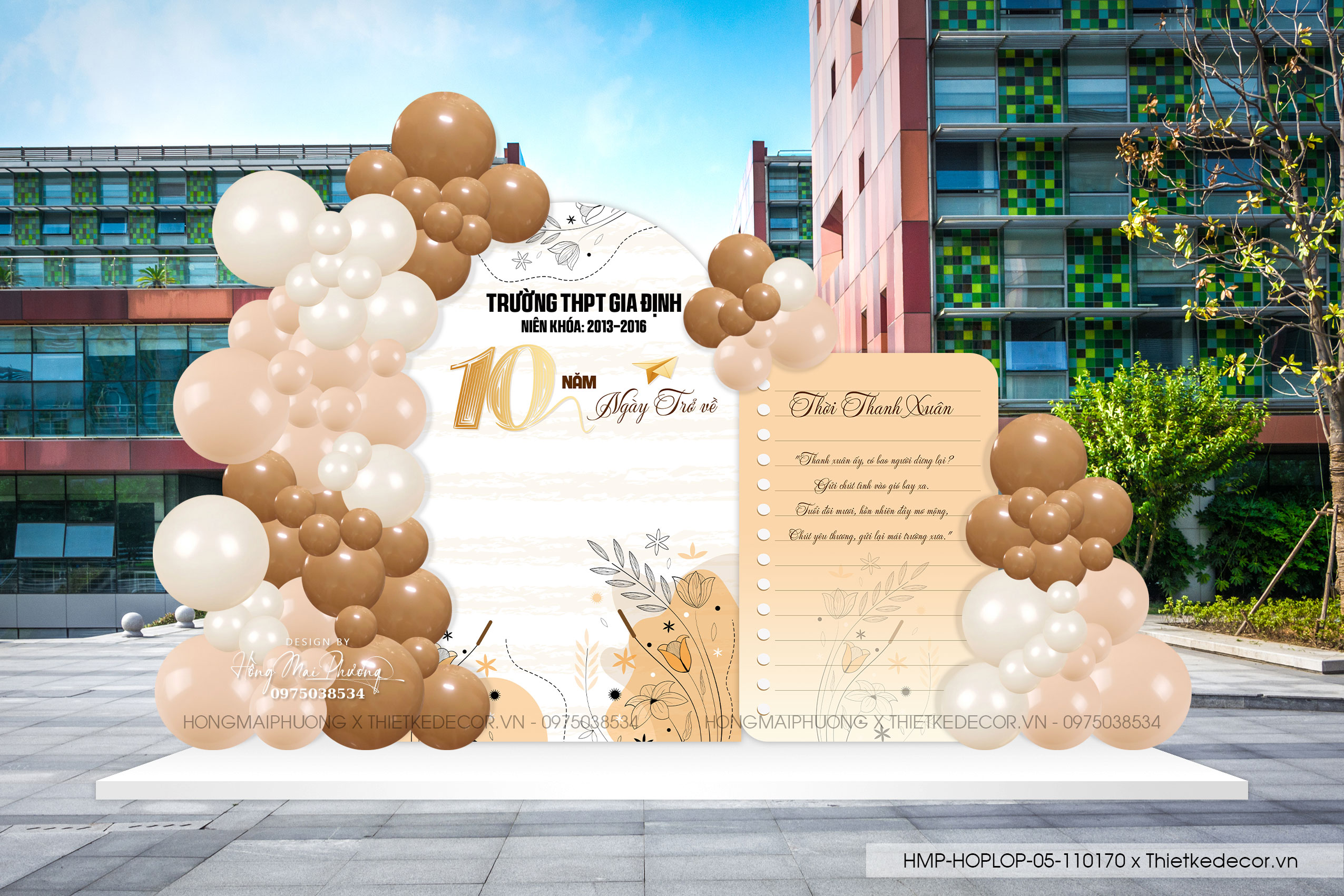File thiết kế trang trí background họp lớp họp khóa kỷ niệm ngày về trường tone nâu cam pastel